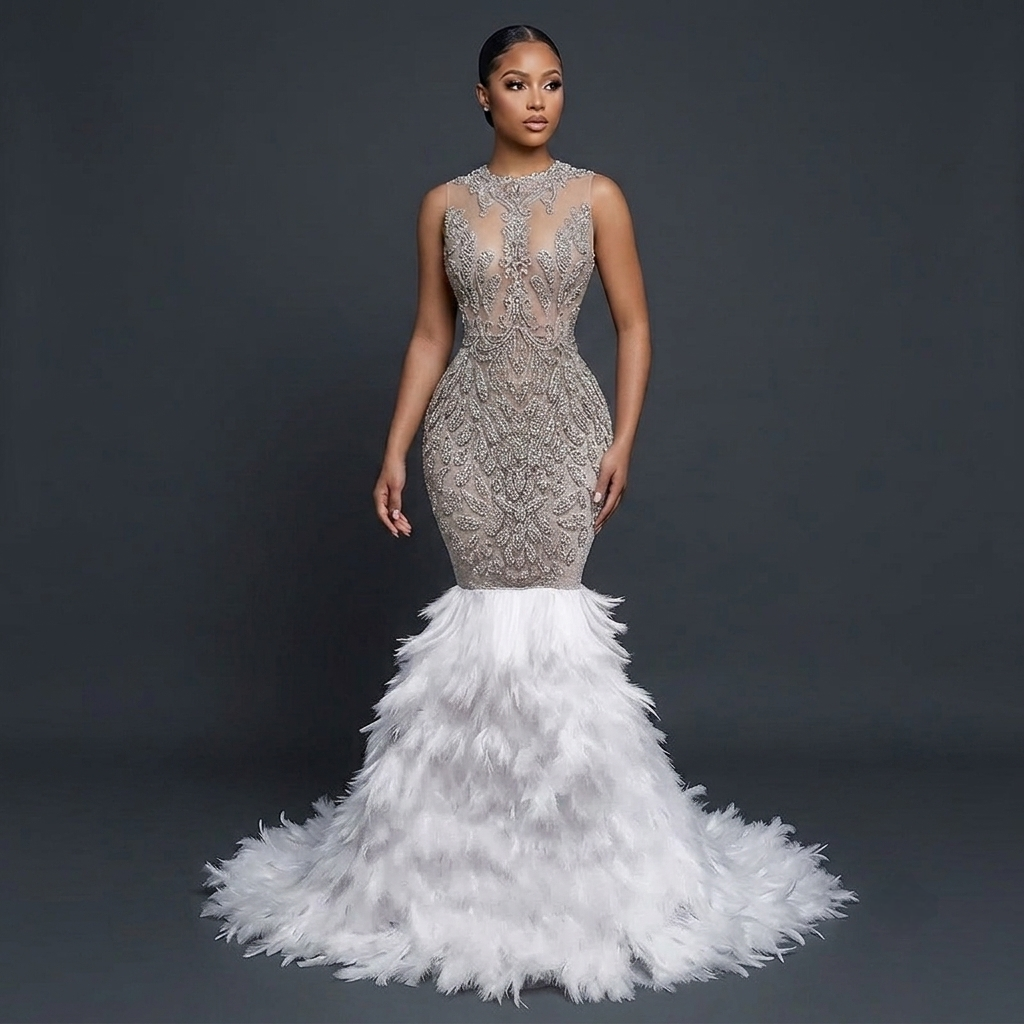 Diamond Phetish Feather Mermaid Dress