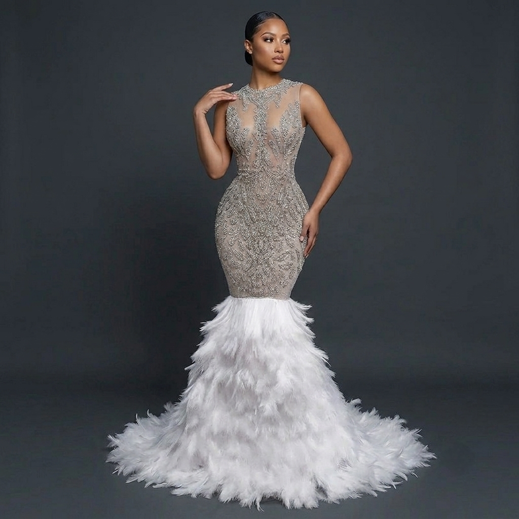 Diamond Phetish Feather Mermaid Dress