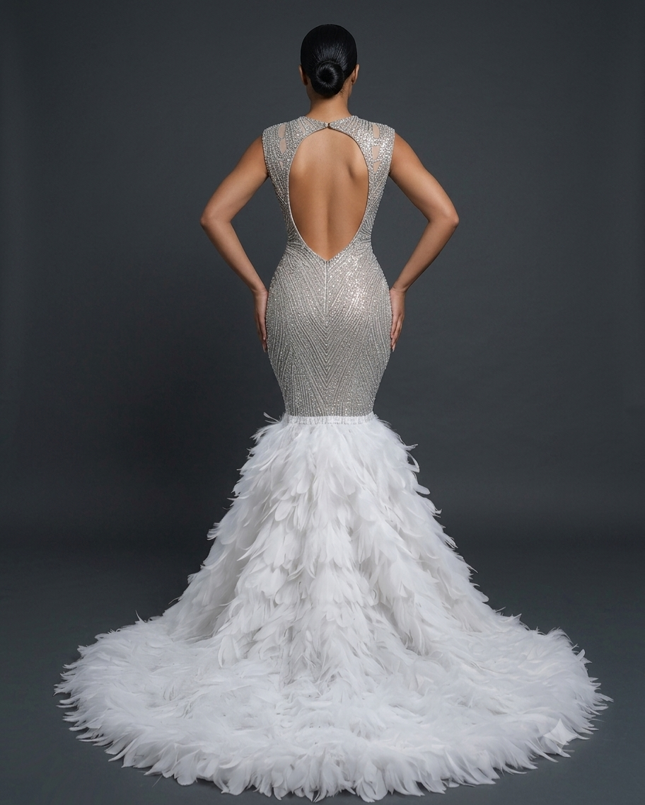 Diamond Phetish Feather Mermaid Dress