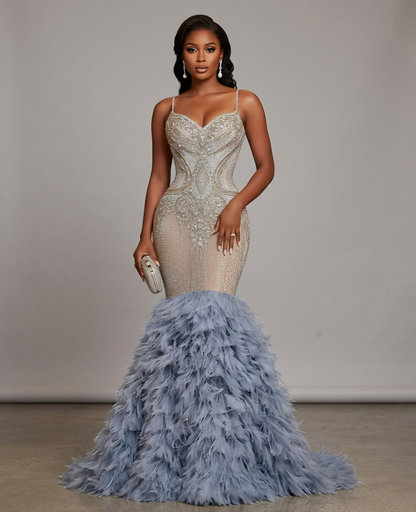 Viking Feather Sequin Mermaid Dress