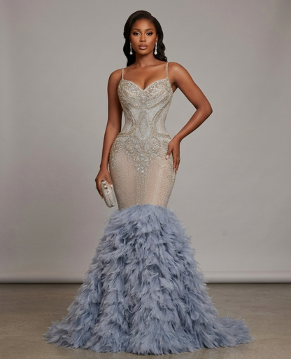 Viking Feather Sequin Mermaid Dress