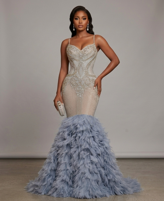 Viking Feather Sequin Mermaid Dress