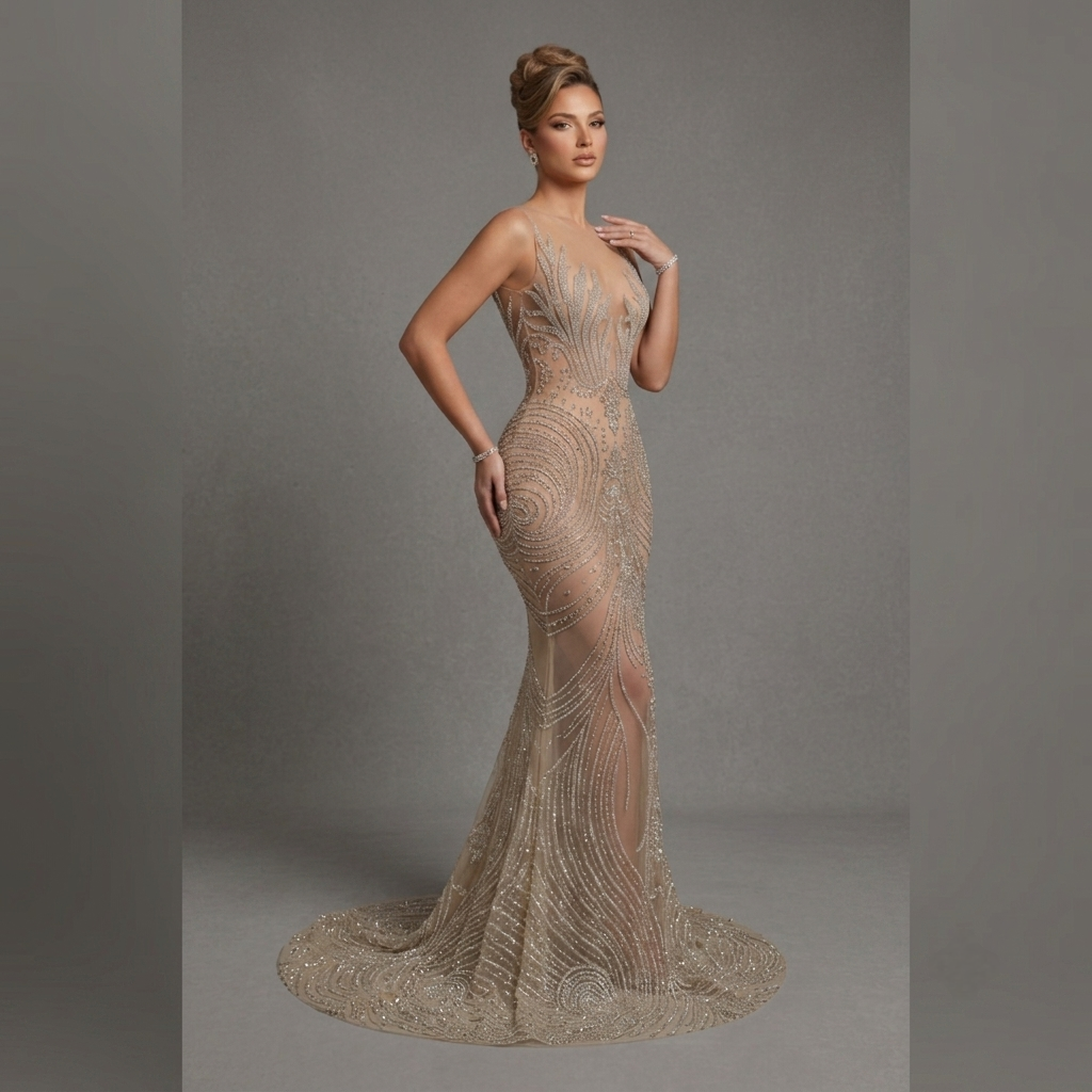 Fuego Rhinestone Mermaid Gown