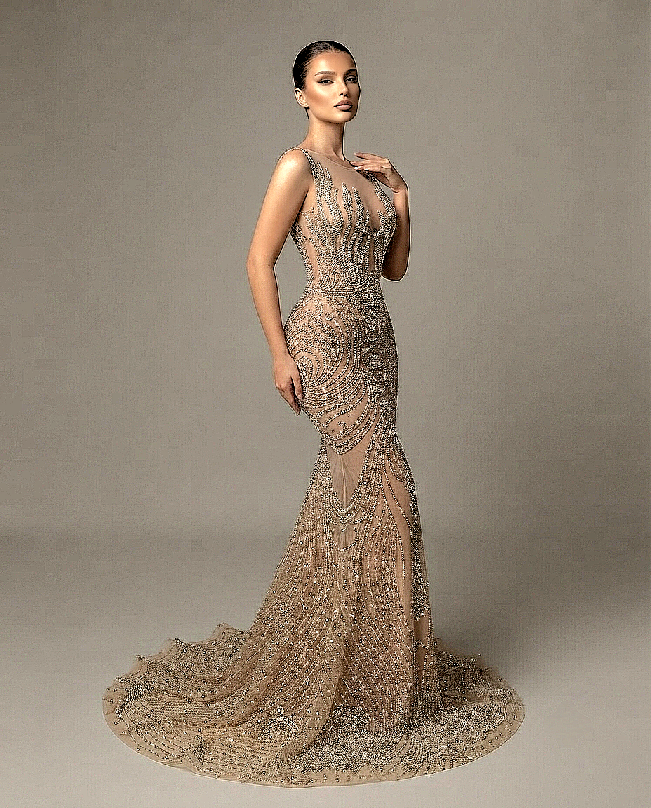 Fuego Full Rhinestone Mermaid Gown