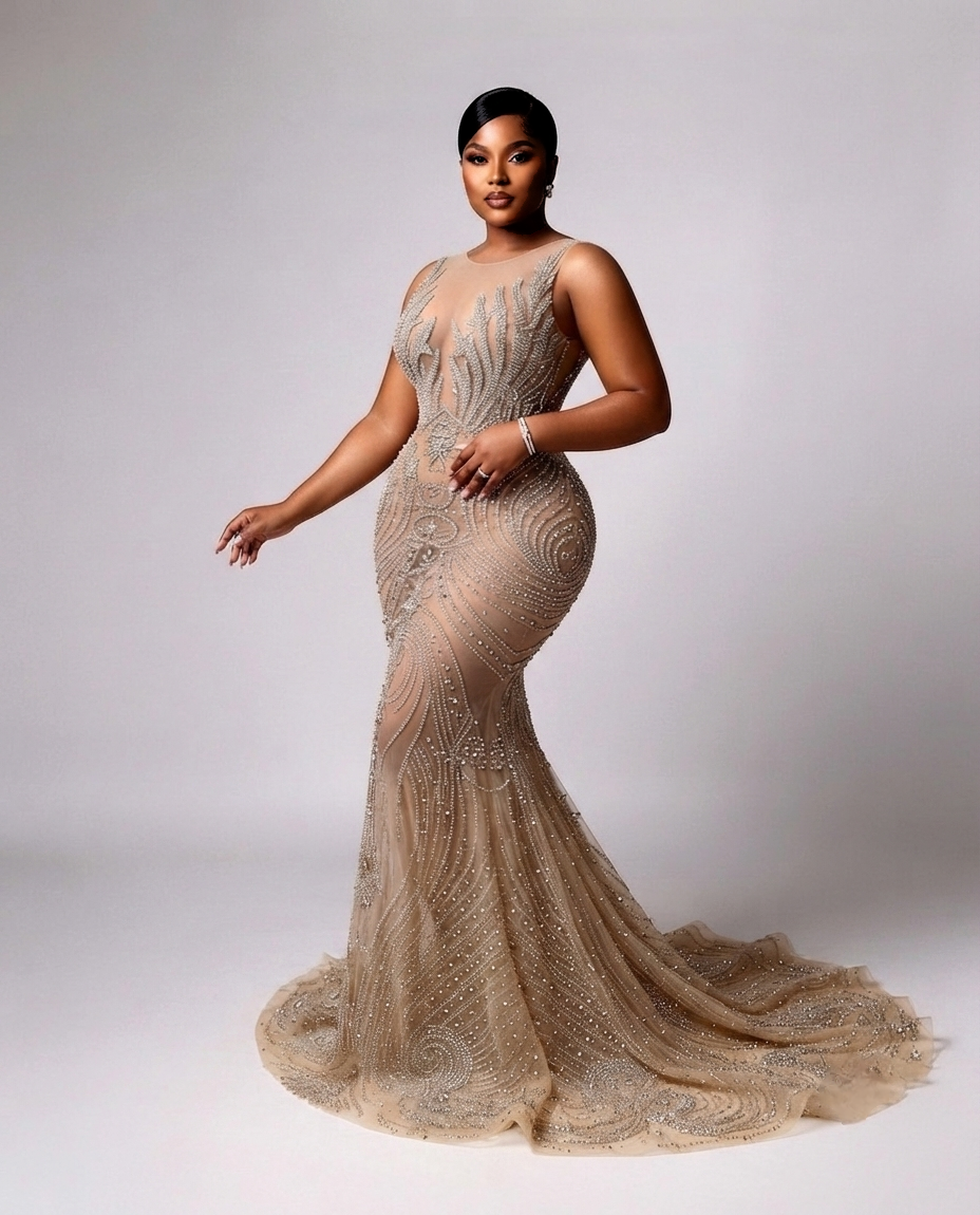 Fuego Full Rhinestone Mermaid Gown