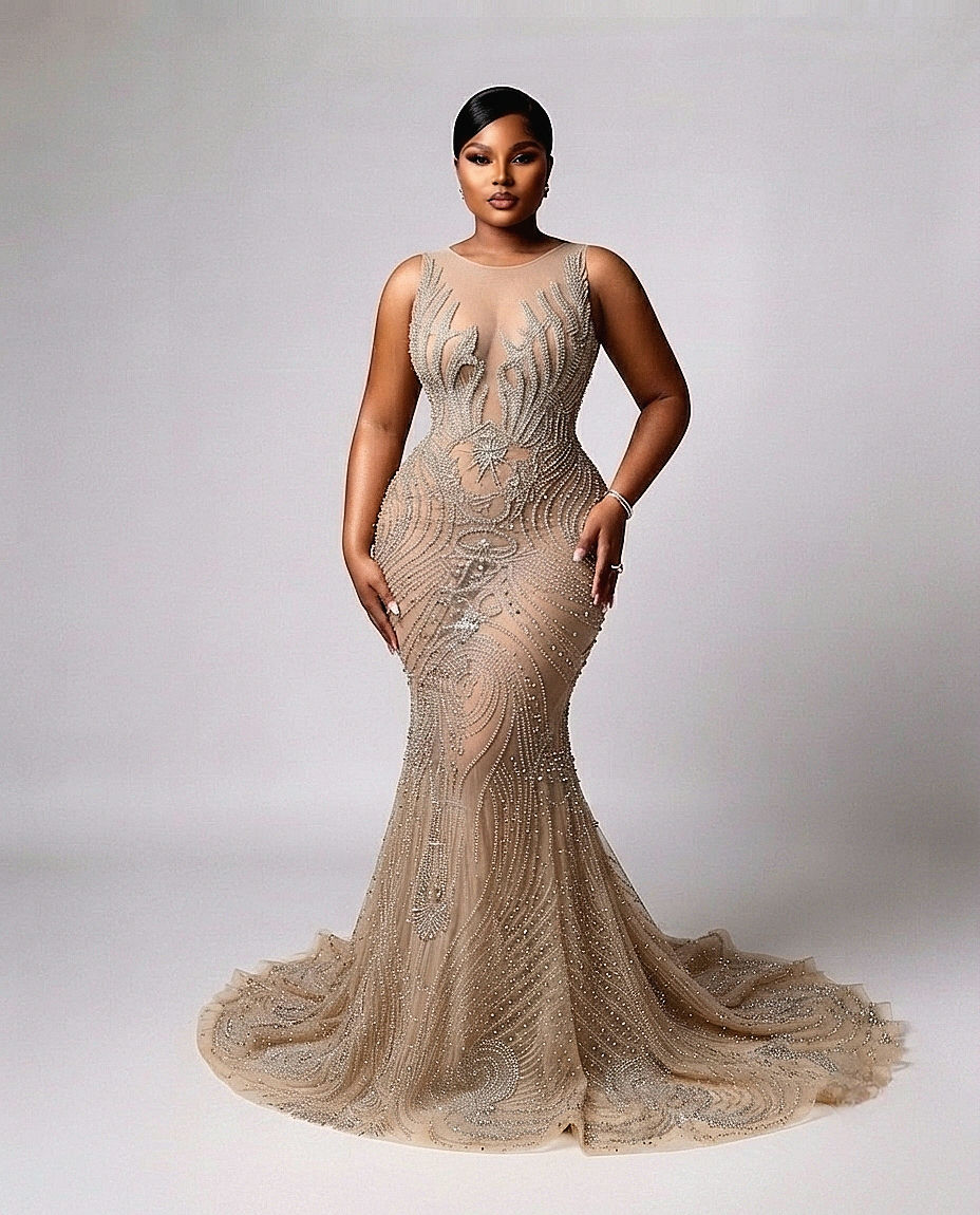 Fuego Full Rhinestone Mermaid Gown