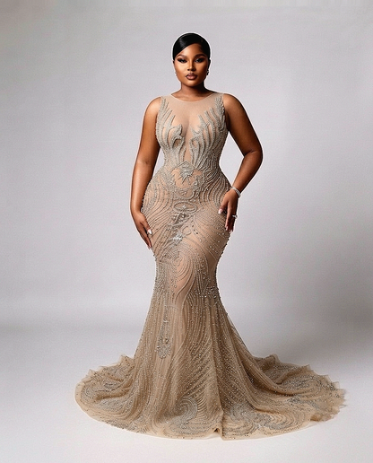 Fuego Full Rhinestone Mermaid Gown