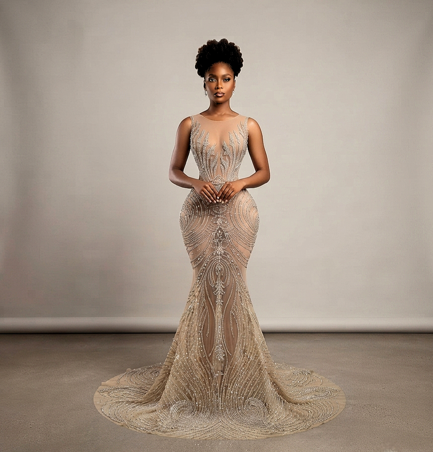 Fuego Full Rhinestone Mermaid Gown