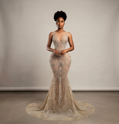 Fuego Full Rhinestone Mermaid Gown