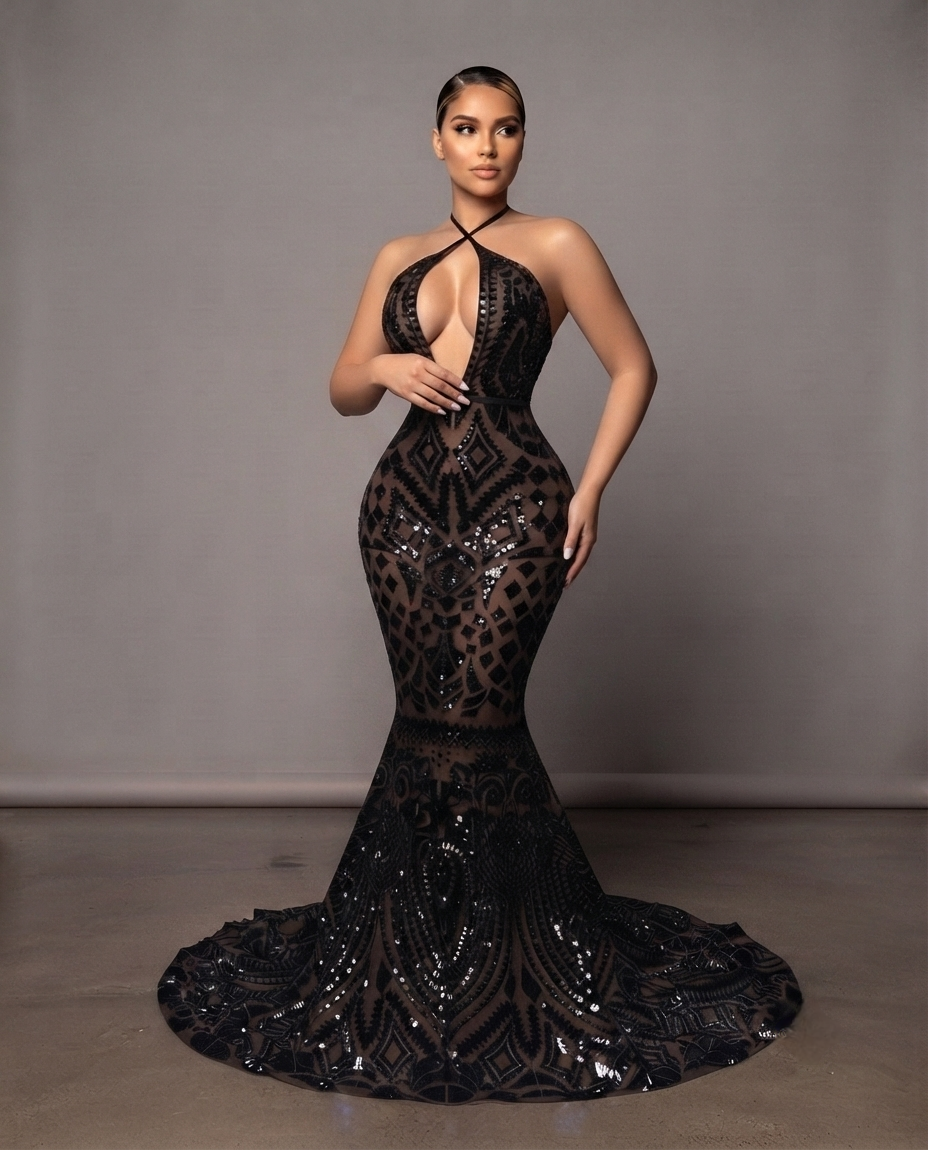 Mia Allele spaghetti sequin mermaid dress