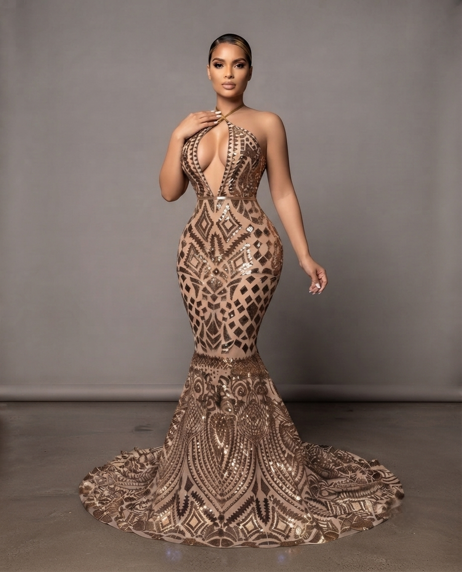 Mia Allele spaghetti sequin mermaid dress
