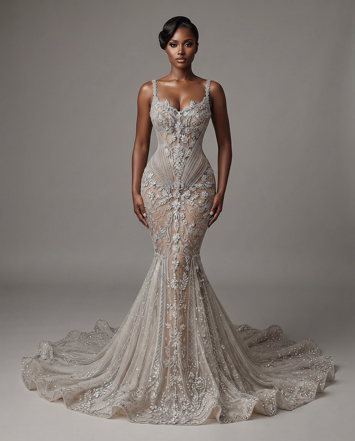 Venty Rhinestone Wedding Mermaid Dress