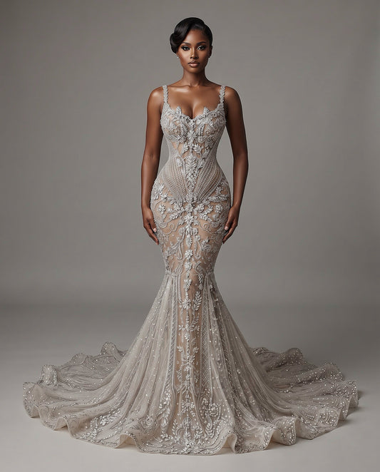 Venty Rhinestone Wedding Mermaid Dress