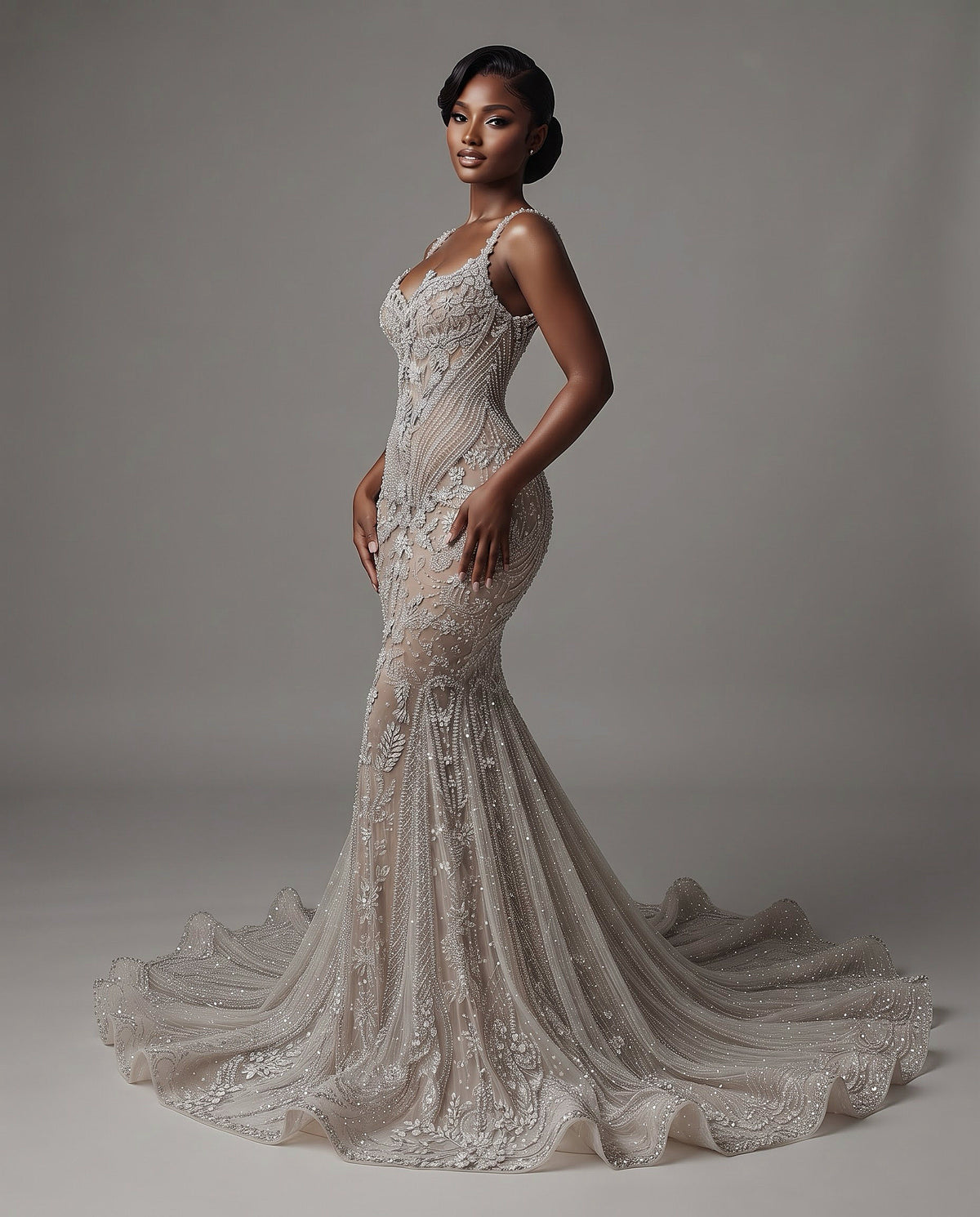 Venty Rhinestone Wedding Mermaid Dress