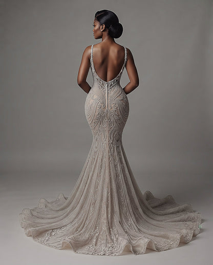 Venty Rhinestone Wedding Mermaid Dress