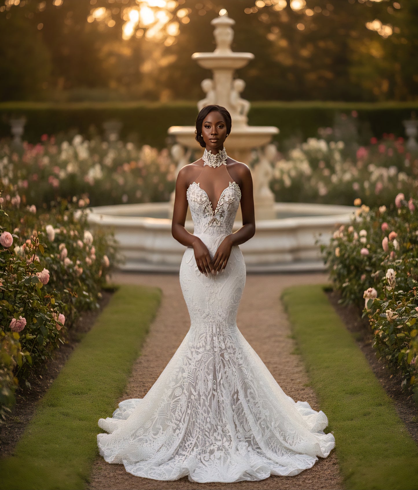 Crystal Pearl Mermaid Wedding Dress