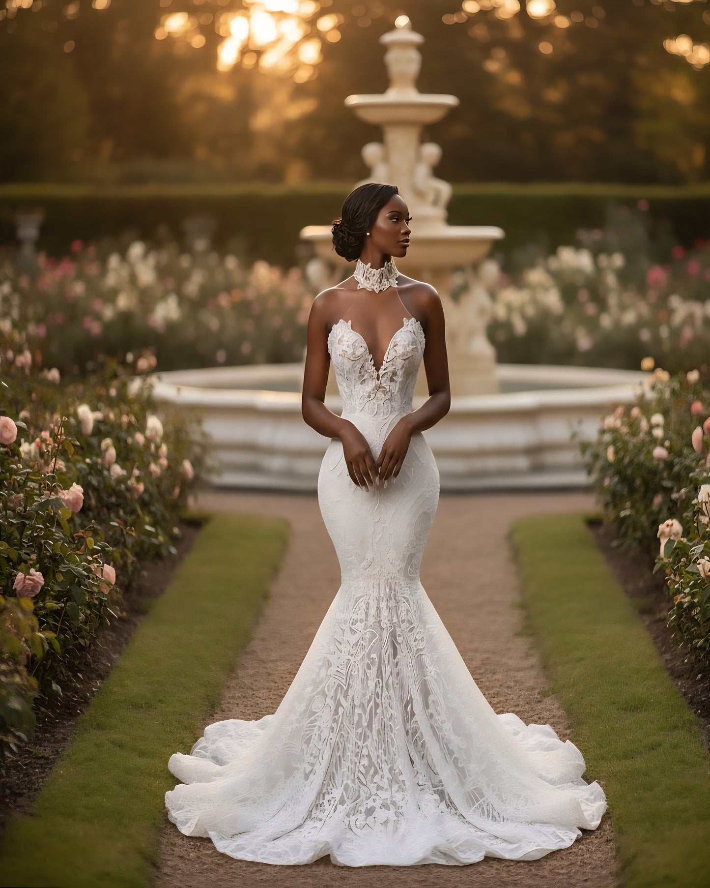 Crystal Pearl Mermaid Wedding Dress