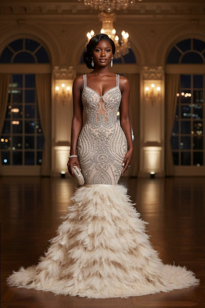 Vahalah Feather Mermaid Gown