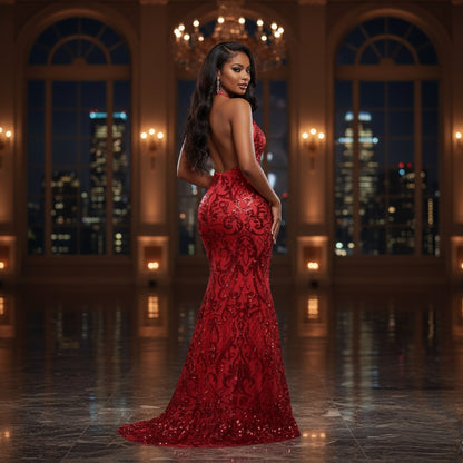 Sequin Stellah Spaghetti Strap Dress