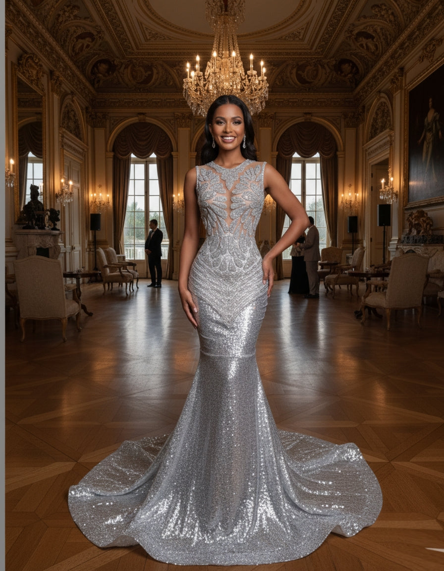 Rhinestone Mecca Sequin Mermaid Dress