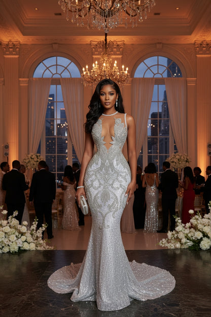 Phayrah Rhinestone Mermaid Gown