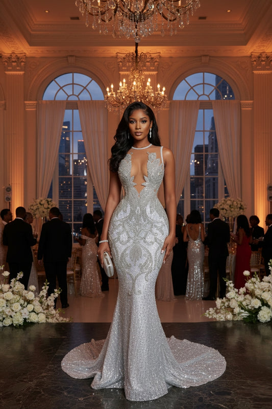 Phayrah Rhinestone Mermaid Gown