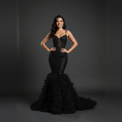Vahalah Feather Mermaid Gown