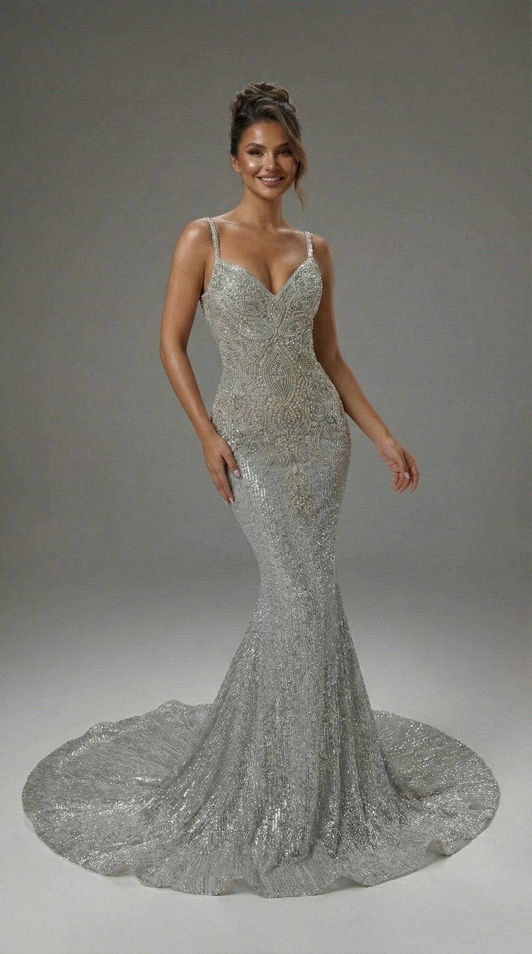 Viking Rhinestone Mermaid Ball Dress