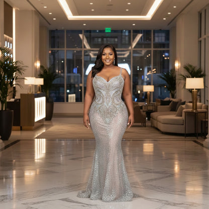 Viking Luxury Rhinestone Mermaid Prom Dress