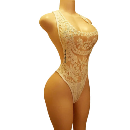 Taquin Embroidery lace swimsuit