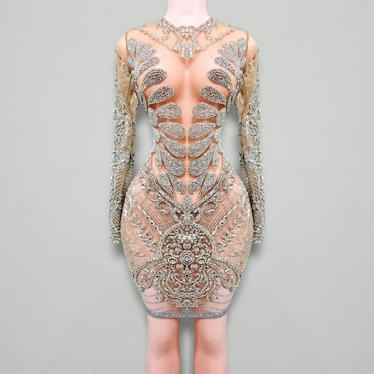 Naijah Long Sleeve Rhinestone Mini Dress