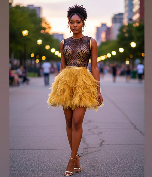 Twinkle Feather Mini Dress