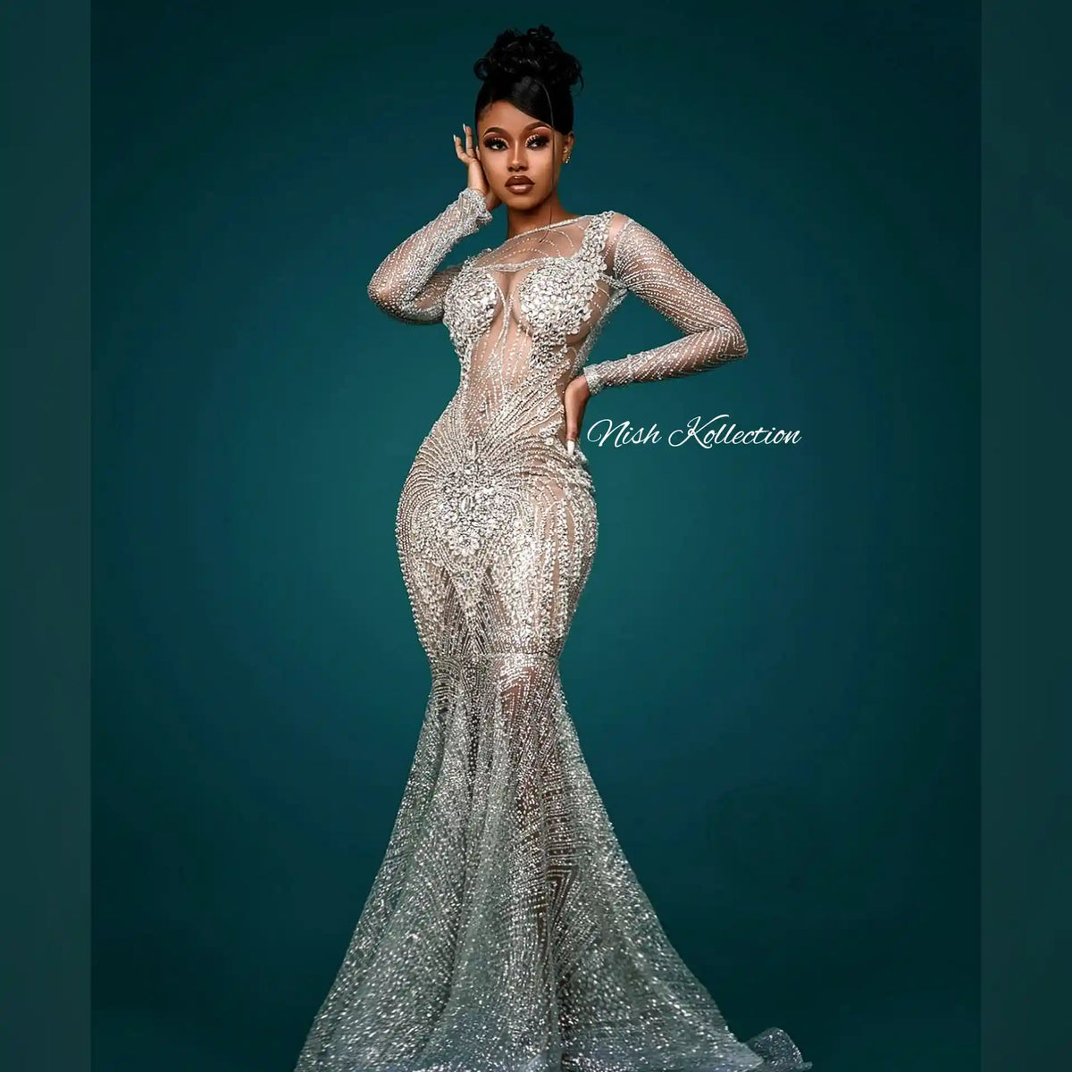 London Shimmer Glitter Mermaid Dress