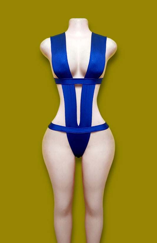 Bondage trap one piece spandex swimsuit