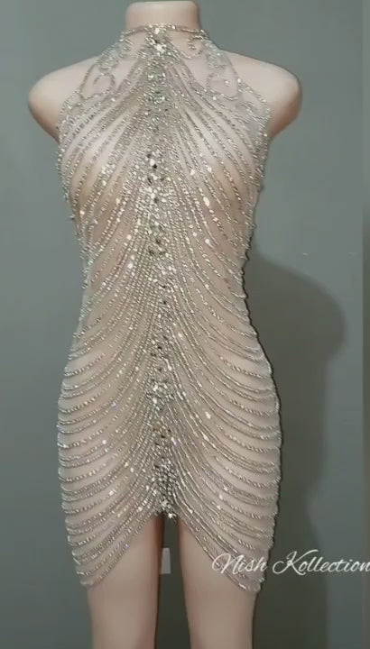 Diamond V Zena Rhinestone Dress