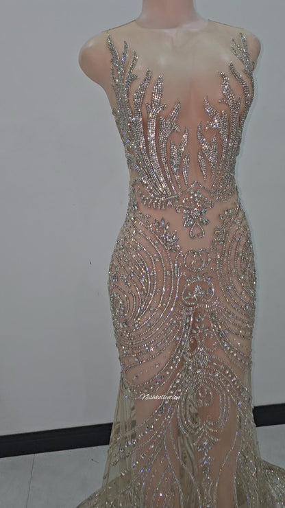 Fuego Full Rhinestone Mermaid Gown