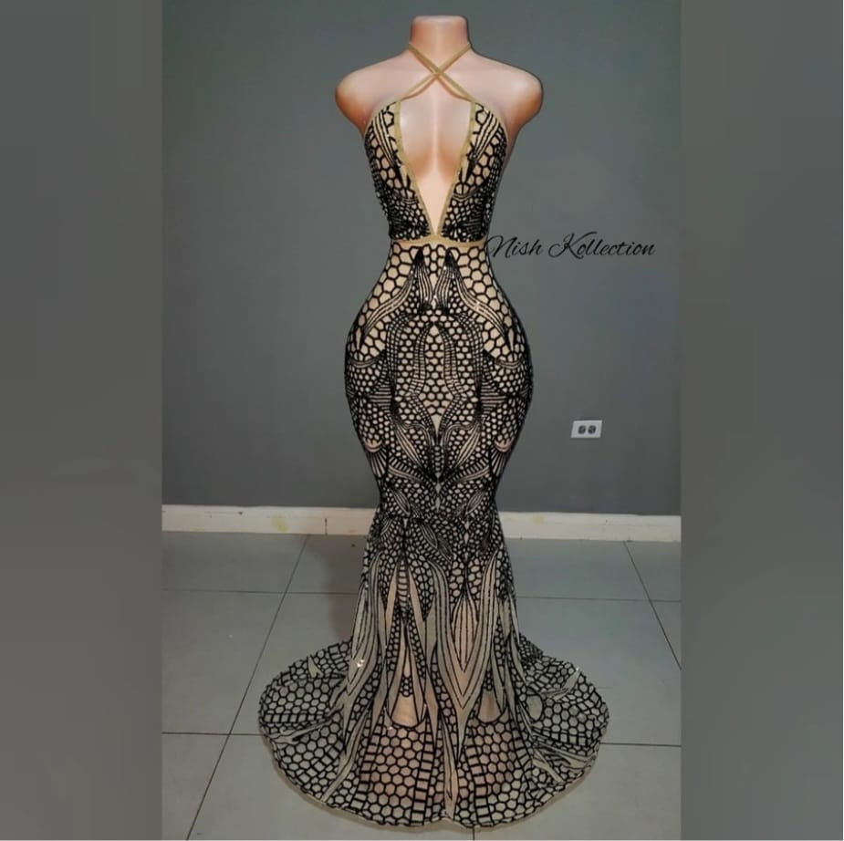 Black Sequin Nubian Mermaid dress