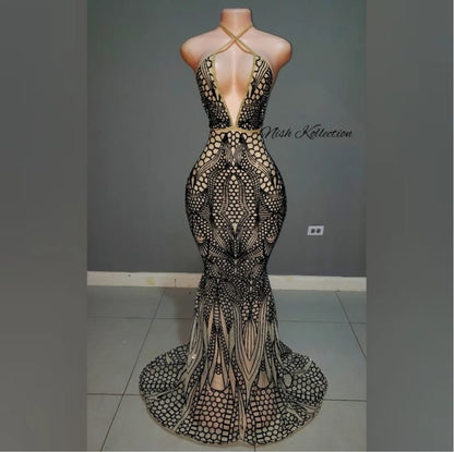Black Sequin Nubian Mermaid dress