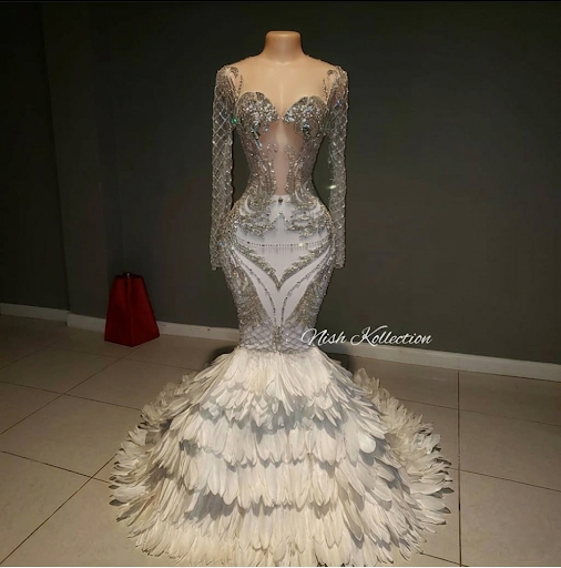 Aphrodite Phoenix Luxury Wedding Feather Mermaid Dress