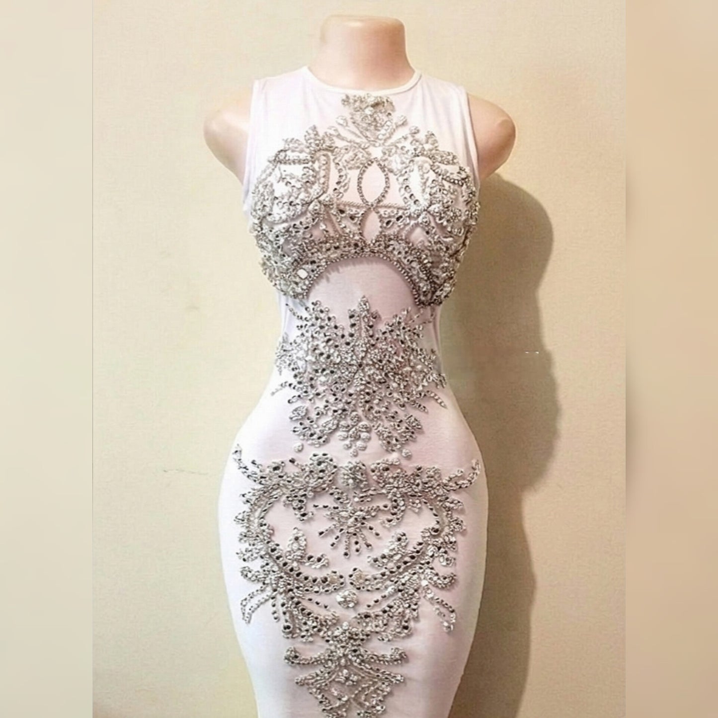 Dubai Rhinestone Feather Gown