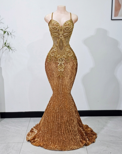 Viking Luxury Rhinestone Mermaid Prom Dress