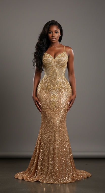 Viking Luxury Rhinestone Mermaid Prom Dress