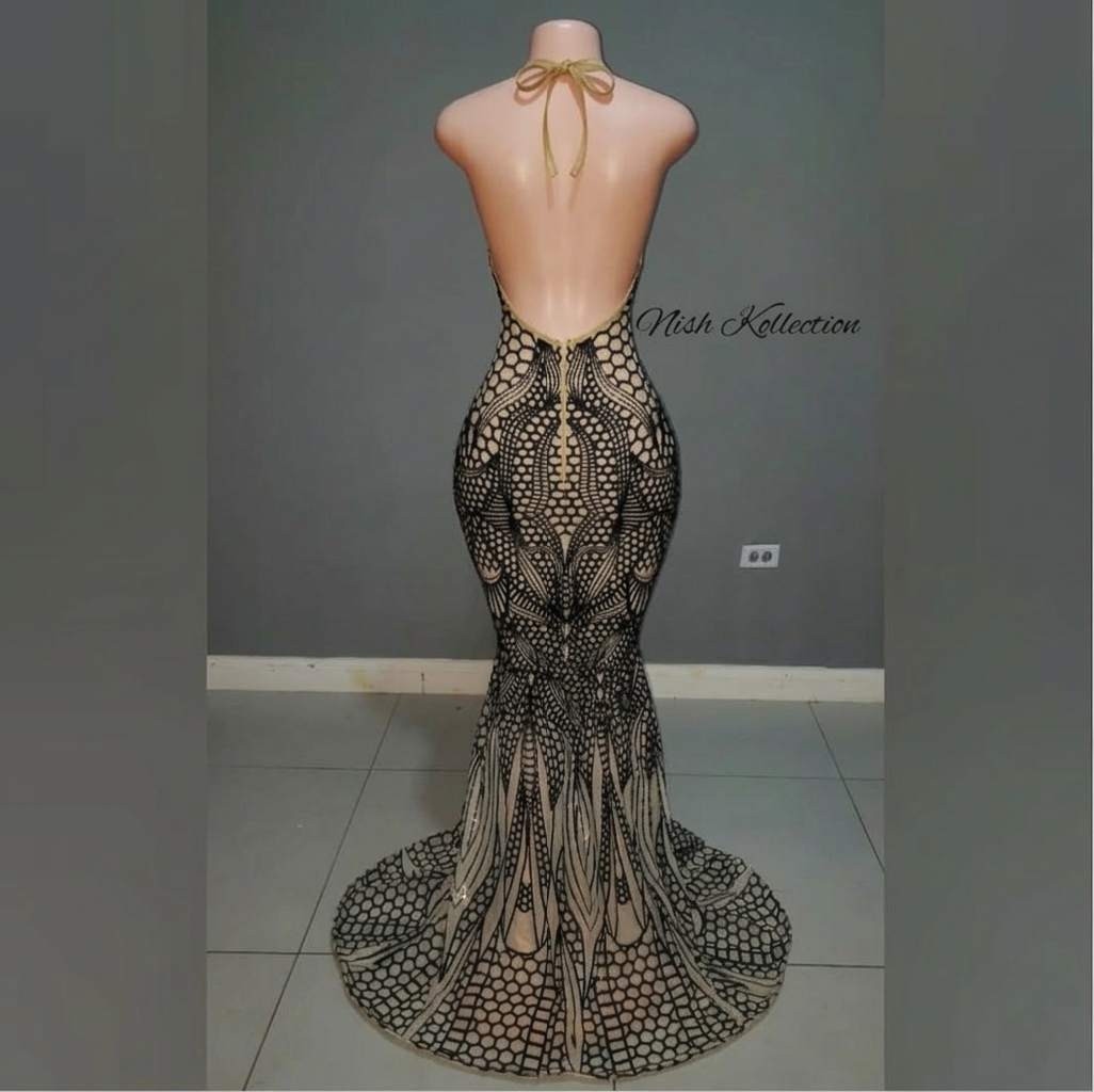 Black Sequin Nubian Mermaid dress