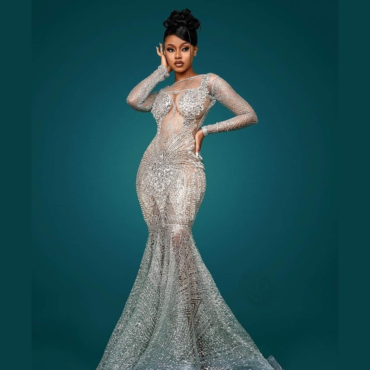 London Shimmer Glitter Mermaid Dress