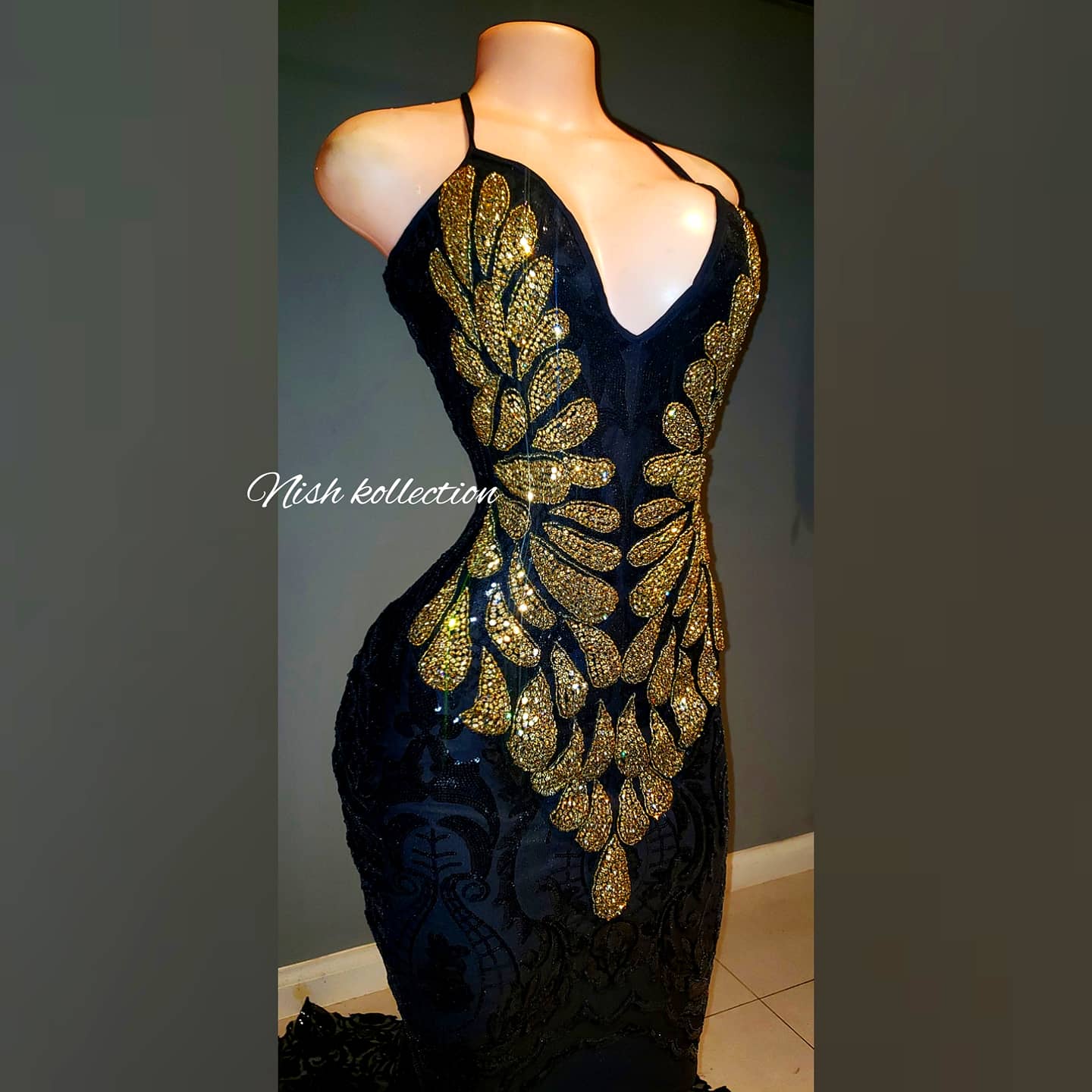 Black with Gold rhinestone Amani Viking Dress – Nishkollection
